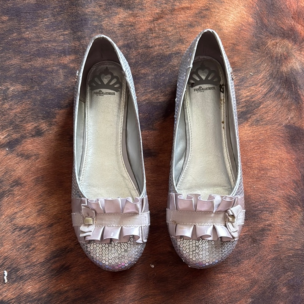 Women's Silver Sequin Ballet Flats